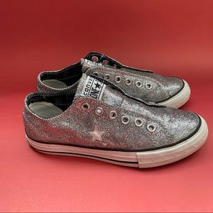 Converse One Star Womens Silver Glitter Sneaker No Lace Slip-On women 7.5